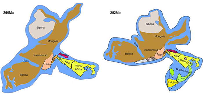 部分泛大陆的古地理重建简图以表示不同时期的陆地连接情况(刘俊 供图)