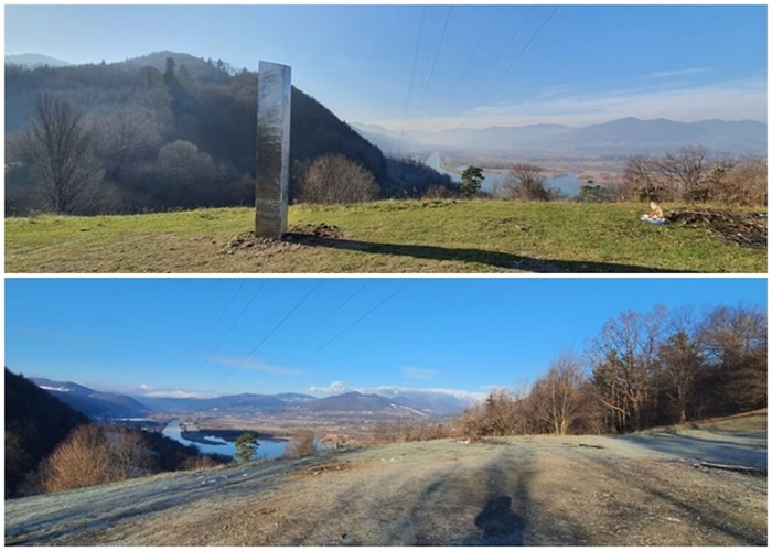 罗马尼亚东北部山区神秘金属巨柱突现现身又突然消失