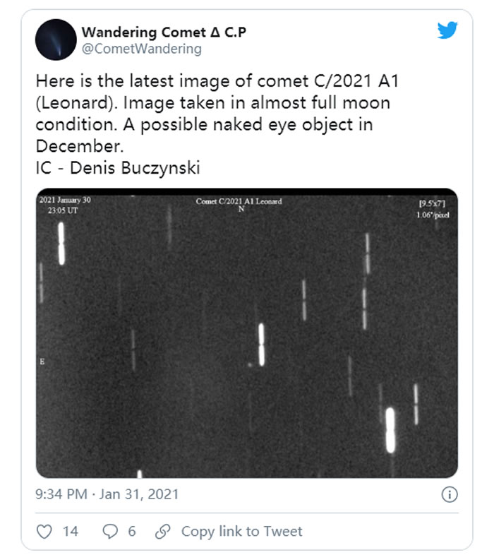 �����ɵ¡�C/2021 A1������2021��Ψһһ�����ۿɼ�������