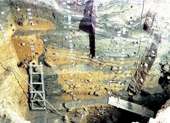 招果洞遗址发掘地层,成人墓在第九层发现。