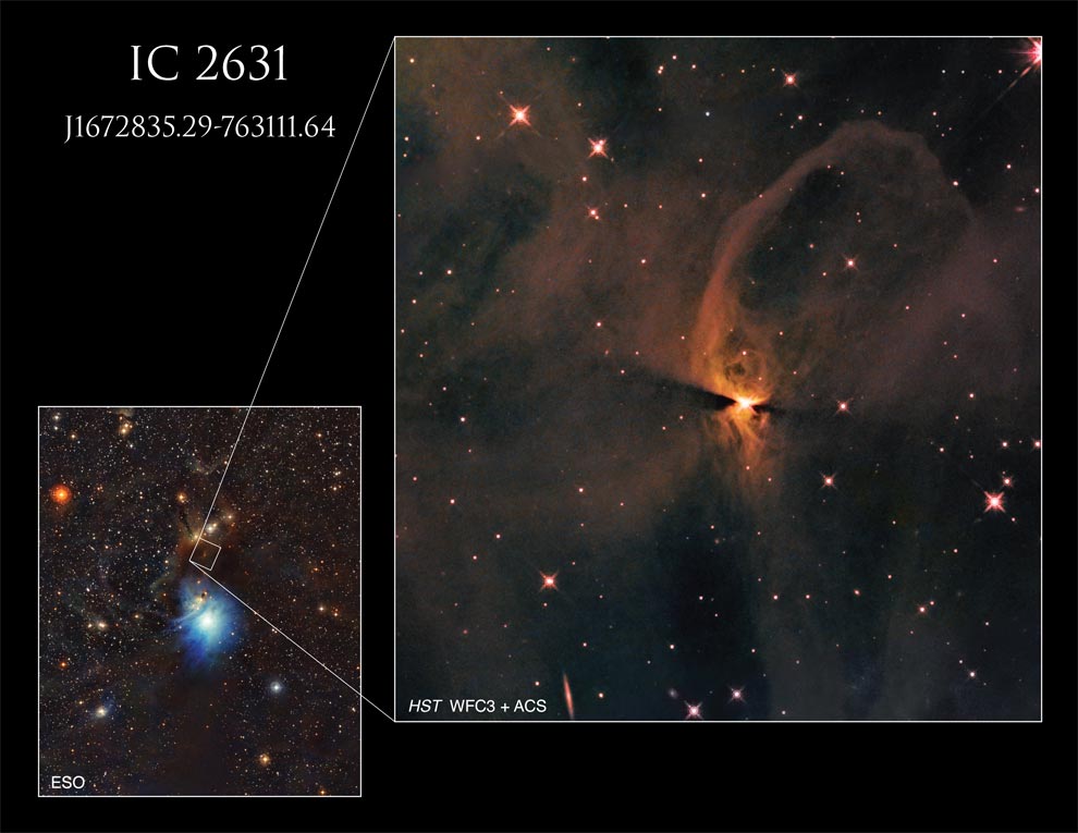 蝘蜓座反射星云IC 2631中发现新形成的“原恒星”J1672835.29-763111.64