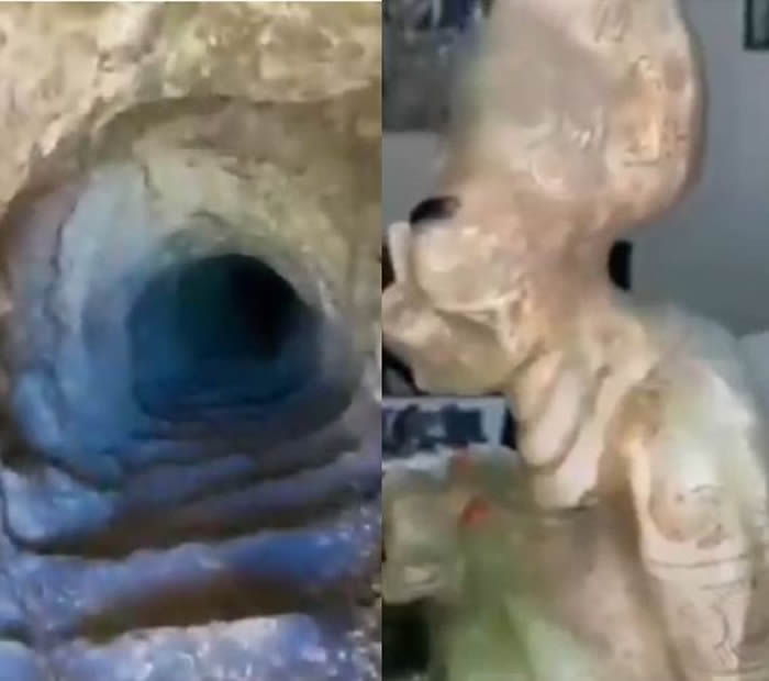 墨西哥地下洞穴惊现外星古文明？拥有外星人长相的雕像和刻满图腾类似飞碟的小圆盘