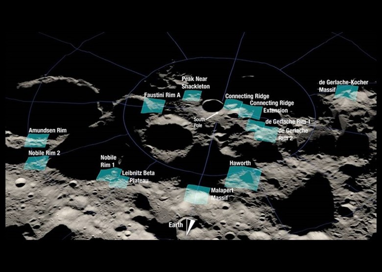 NASA公布13个月亮女神号3号太空船未来可能登陆月球地点 太空人2025年登月