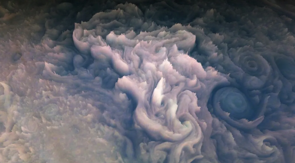 木星的“糖霜蛋糕”云在3D渲染视图中出现