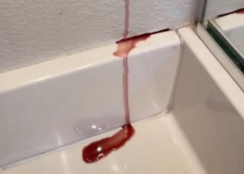 美国加州女子赫然发现家中浴室墙上流出有如血液的液体