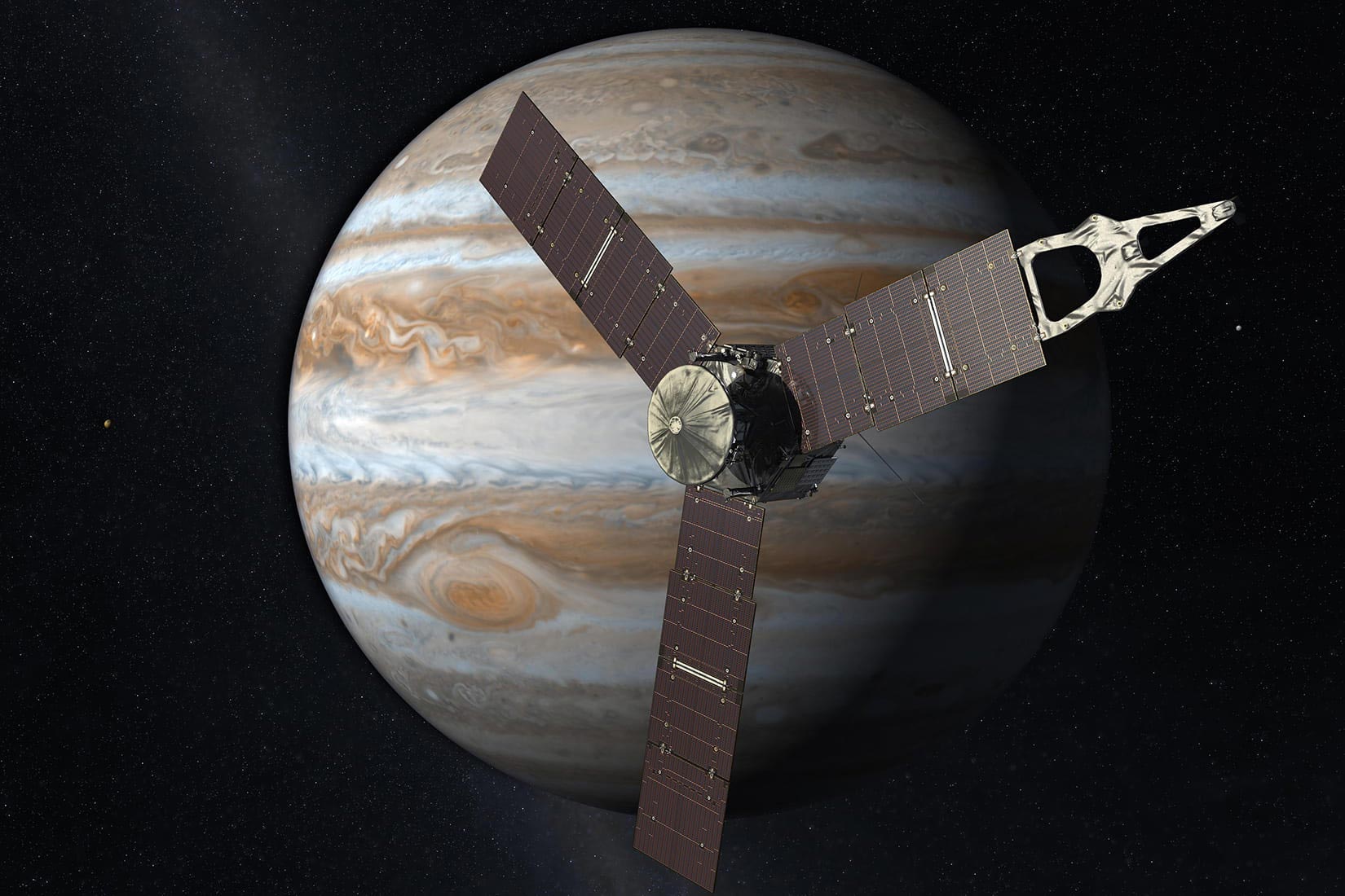 美国宇航局NASA朱诺号探测器将接近木星的冰冷卫星-木卫二欧罗巴