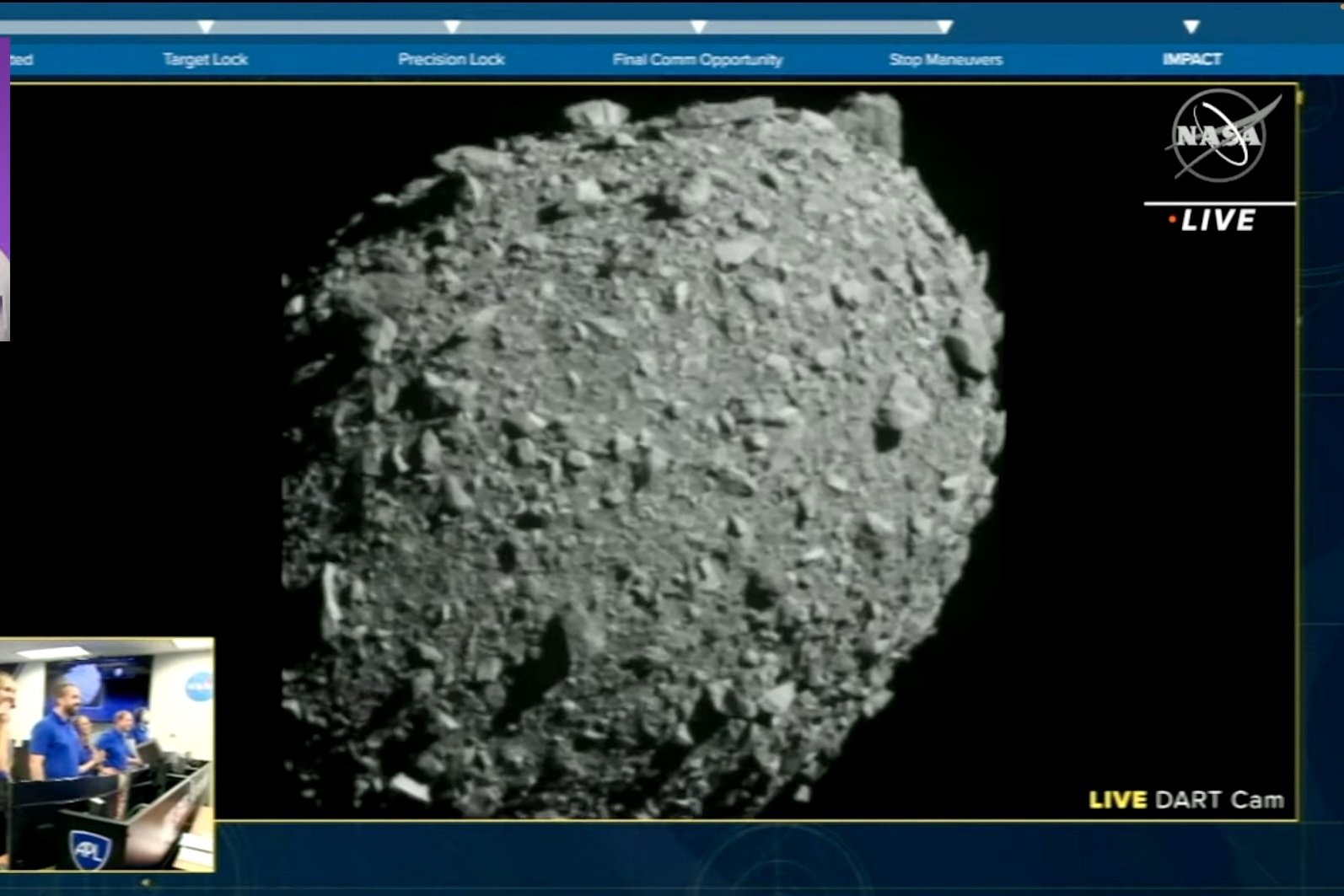 人类史上首次撞击行星改道:美国宇航局DART任务宇宙飞船成功撞击小行星Dimorphos