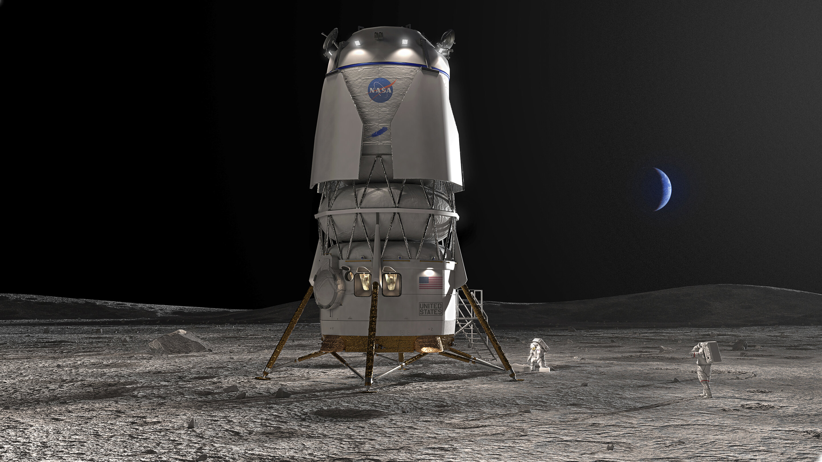 美国国家航空航天局选择贝佐斯的蓝色起源为月球漫步者建造月球着陆器
