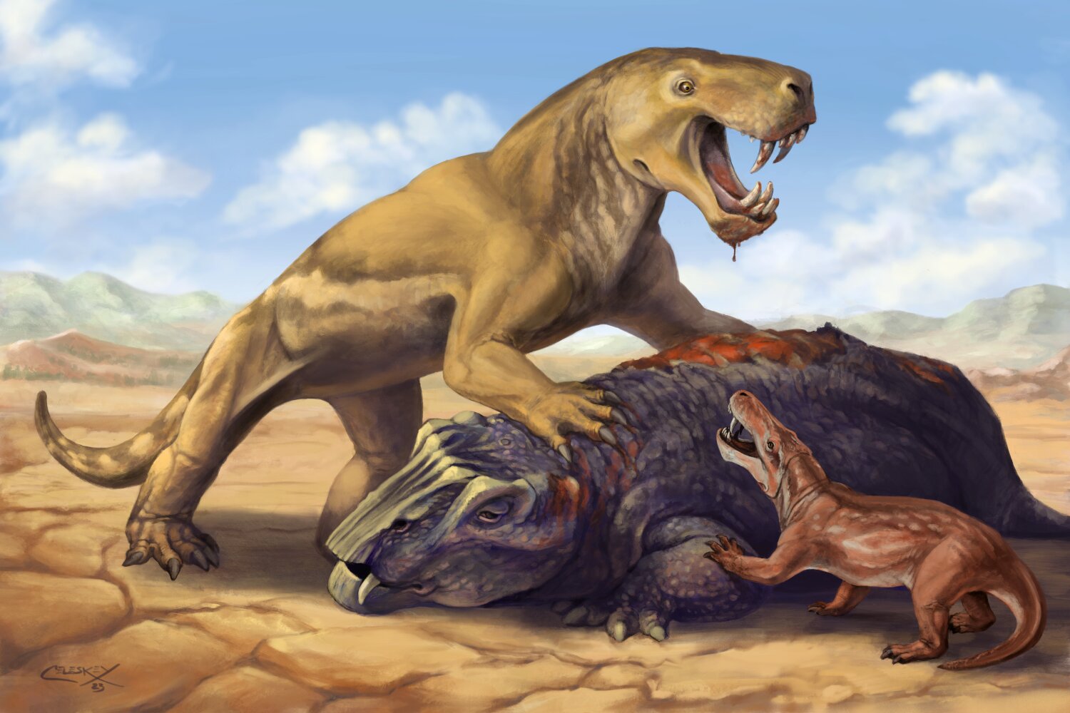 gorgonopsian Inostrancevia：南非二叠纪一种剑齿顶级掠食者的化石