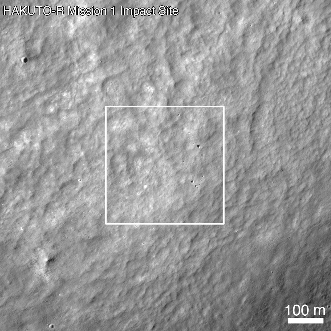 美国宇航局的LRO拍摄HAKUTO-R任务1号月球着陆器的撞击点